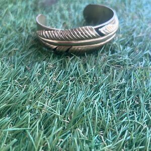 Gold Feather Bracelet - Gold Bangle Adjustable Bracelrt - NEW